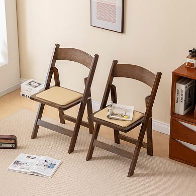 Wooden Folding Chair Soft Cushion Sturdy Durable Foldable Versatile Comfortable Set Of 2