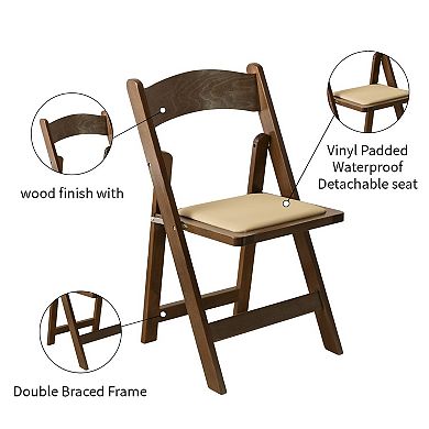 Wooden Folding Chair Soft Cushion Sturdy Durable Foldable Versatile Comfortable Set Of 2