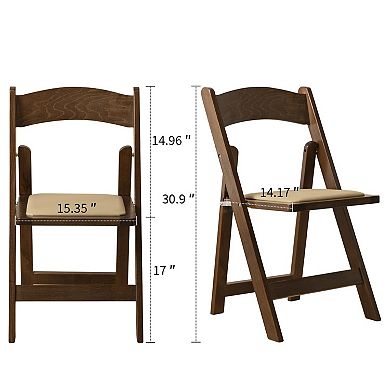 Wooden Folding Chair Soft Cushion Sturdy Durable Foldable Versatile Comfortable Set Of 2