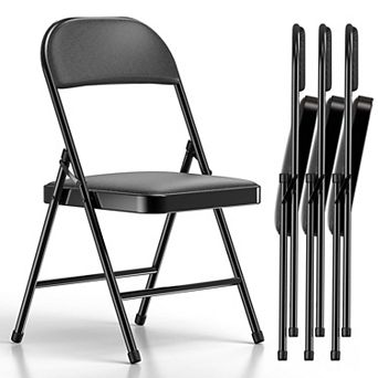 4 Pack Folding Chairs Padded Cushion Metal Frame Indoor Outdoor
