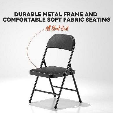 4 Pack Folding Chairs Padded Cushion Metal Frame Indoor Outdoor