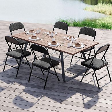 4 Pack Folding Chairs Padded Cushion Metal Frame Indoor Outdoor