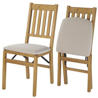 Arts And Crafts Wooden Folding Chairs Set Of 2 Padded Seats No Assembly Steel Mechanism Space-saving