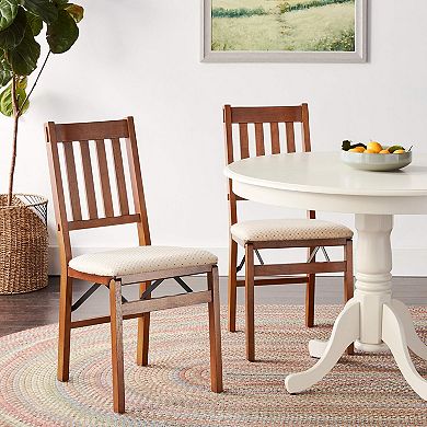 Arts And Crafts Wooden Folding Chairs Set Of 2 Padded Seats No Assembly Steel Mechanism Space-saving