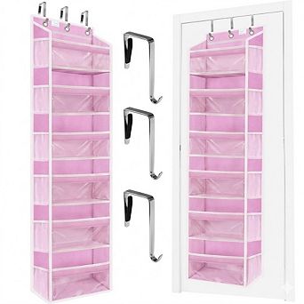 Over The Door Organizer with 6 tier , 12 Side Pockets and Hooks Storage Rack