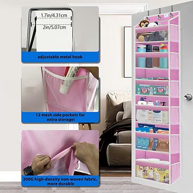 Over The Door Organizer with 6 Tiers, 12 Side Pockets and Hooks Storage Rack