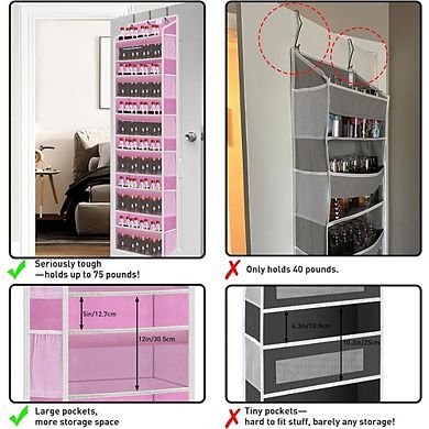 Over The Door Organizer with 6 Tiers, 12 Side Pockets and Hooks Storage Rack
