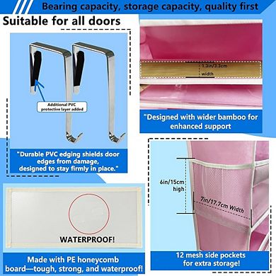 Over The Door Organizer with 6 Tiers, 12 Side Pockets and Hooks Storage Rack