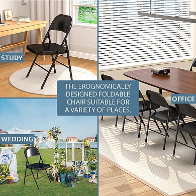 Folding Chairs Set of 4 All Steel Frame Double Hinged Multipurpose Indoor Outdoor