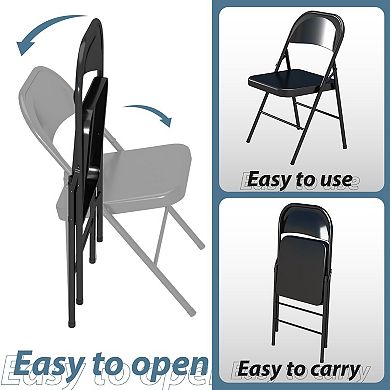 Folding Chairs Set of 4 All Steel Frame Double Hinged Multipurpose Indoor Outdoor