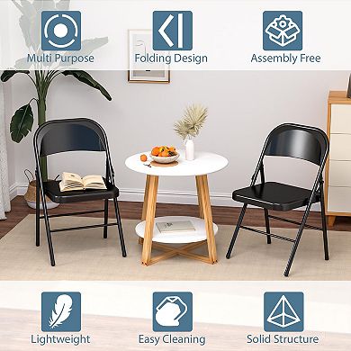 Folding Chairs Set of 4 All Steel Frame Double Hinged Multipurpose Indoor Outdoor