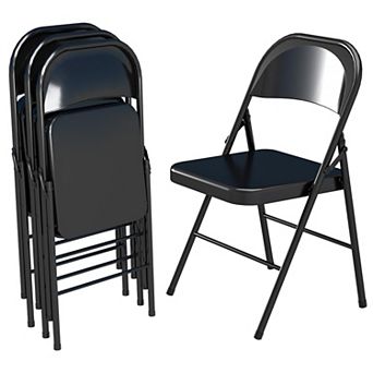 Folding Chairs Set of 4 All Steel Frame Double Hinged Multipurpose Indoor Outdoor