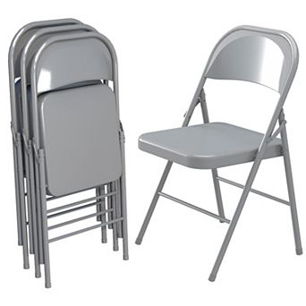 Folding Chairs Set of 4 All Steel Frame Double Hinged Multipurpose Indoor Outdoor