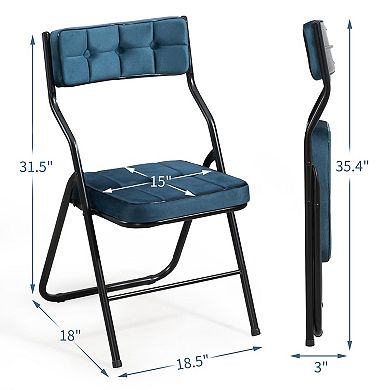 Padded Folding Chairs 4 Pack Foldable Upholstered Portable Assembled Steel Frame Comfortable