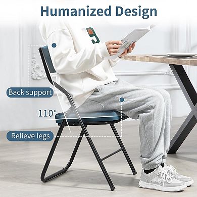 Padded Folding Chairs 4 Pack Foldable Upholstered Portable Assembled Steel Frame Comfortable