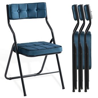 Padded Folding Chairs 4 Pack Foldable Upholstered Portable Assembled Steel Frame Comfortable