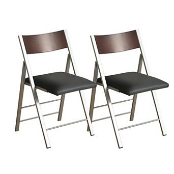 Folding Chairs 2 Pack Heavy Duty Steel Frame Waterproof Leather Indoor Outdoor Comfortable