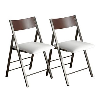 Folding Chairs 2 Pack Heavy Duty Steel Frame Waterproof Leather Indoor Outdoor Comfortable