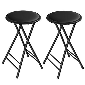 Folding Bar Stool 24-inch 225lb Capacity Portable Indoor Padded Steel