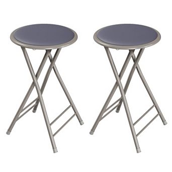 Folding Bar Stool 24-inch 225lb Capacity Portable Indoor Padded Steel