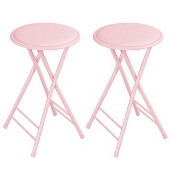 Folding Bar Stool 24-inch 225lb Capacity Portable Indoor Padded Steel
