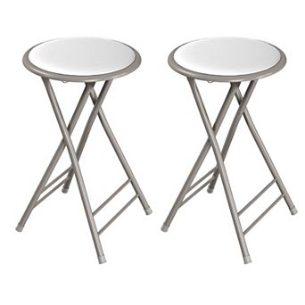 Folding Bar Stool 24-inch 225lb Capacity Portable Indoor Padded Steel