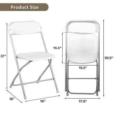 Folding Chairs Heavy Duty Plastic Foldable Sturdy Metal Frame 350Lbs Capacity Stackable Portable