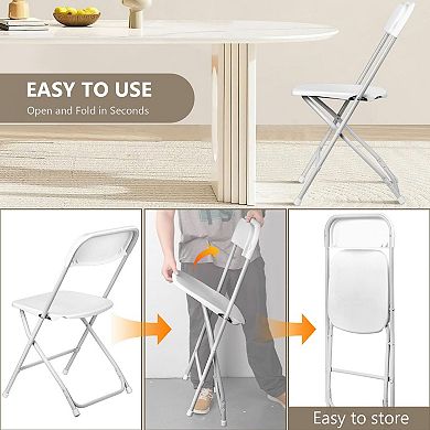 Folding Chairs Heavy Duty Plastic Foldable Sturdy Metal Frame 350Lbs Capacity Stackable Portable