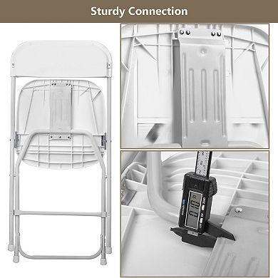 Folding Chairs Heavy Duty Plastic Foldable Sturdy Metal Frame 350Lbs Capacity Stackable Portable