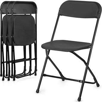 Folding Chairs Heavy Duty Plastic Foldable Sturdy Metal Frame 350Lbs Capacity Stackable Portable