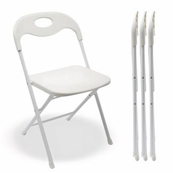4 Pack White Folding Chair Portable Stackable Commercial Steel Frame Comfortable Event Chair