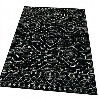 Moroccan 3x5 Washable Area Rug Non-slip Soft Low Pile Geometric Boho for Bedroom Entry