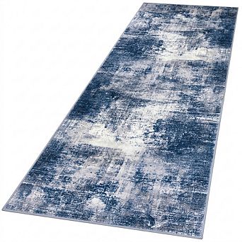 Round Area Rug Washable Non Slip Printed Abstract Faux Floor Carpet For Entryway Foyer Porch Sink