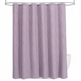 Ombre Blue 3D Embossed Textured Fabric Shower Curtain Set With Hooks