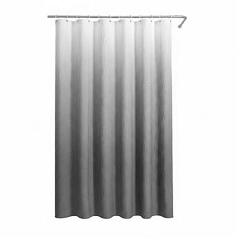 Ombre Blue 3D Embossed Textured Fabric Shower Curtain Set With Hooks