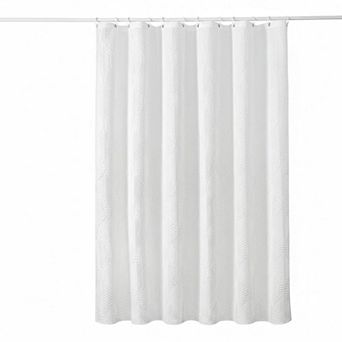 Ombre Blue 3D Embossed Textured Fabric Shower Curtain Set With Hooks