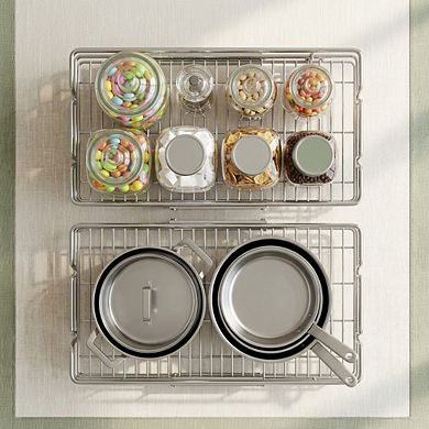 Two-Tier Pullout Organizer Adjustable Chrome Steel Storage Solution