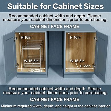 Two-Tier Pullout Organizer Adjustable Chrome Steel Storage Solution