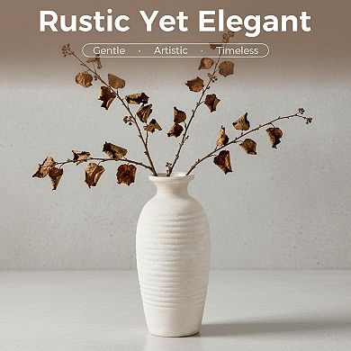 Rustic Ceramic Threaded Vase Tall Decorative Handmade for Centerpieces Living Room Farmhouse
