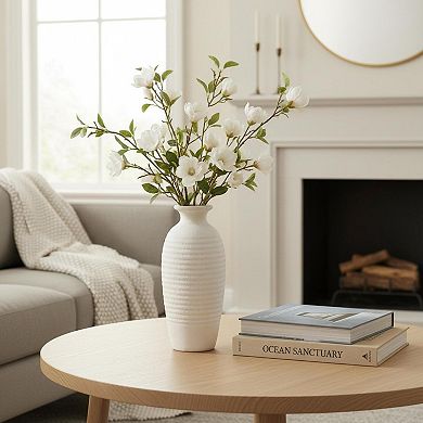 Rustic Ceramic Threaded Vase Tall Decorative Handmade for Centerpieces Living Room Farmhouse