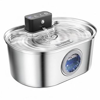 Wireless Stainless Steel Cat Water Fountain Motion Sensor Quiet Pump 3.2L Rechargeable Dispenser