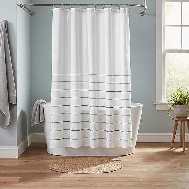 Ombre Stripe Yarn Dyed Cotton Shower Curtain Recycled Fabric Striped Bathroom