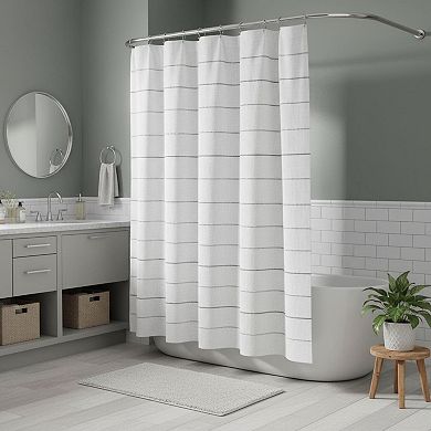Ombre Stripe Yarn Dyed Cotton Shower Curtain Recycled Fabric Striped Bathroom