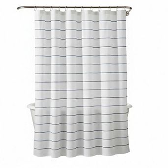 Ombre Stripe Yarn Dyed Cotton Shower Curtain Recycled Fabric Striped Bathroom
