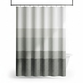 Ombre Striped Shower Curtain Waterproof Fabric Minimalist Gradual Color Modern Neutral With 12 Hooks