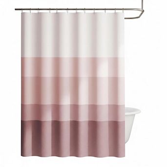 Ombre Striped Shower Curtain Waterproof Fabric Minimalist Gradual Color Modern Neutral With 12 Hooks