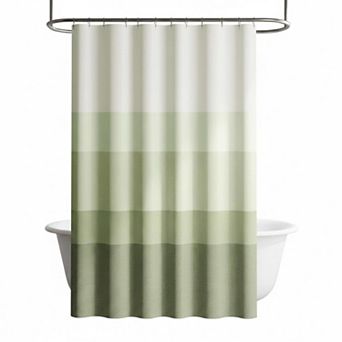 Ombre Striped Shower Curtain Waterproof Fabric Minimalist Gradual Color Modern Neutral With 12 Hooks
