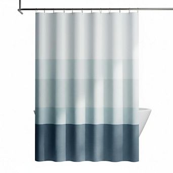 Ombre Striped Shower Curtain Waterproof Fabric Minimalist Gradual Color Modern Neutral With 12 Hooks