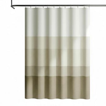 Ombre Striped Shower Curtain Waterproof Fabric Minimalist Gradual Color Modern Neutral With 12 Hooks