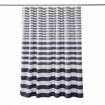 Shower Curtain Waffle Weave Striped Pieced Fabric Water Repellent Spa Quality Modern